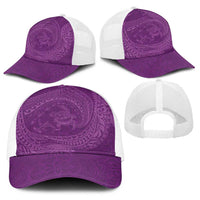 Hawaiian Turtle and Shark Baseball Net Cap Kakau Tribal with Polynesian Pattern Pink Color