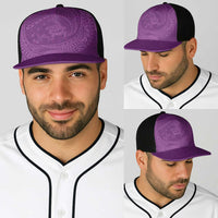 Hawaiian Turtle and Shark Baseball Net Cap Kakau Tribal with Polynesian Pattern Pink Color