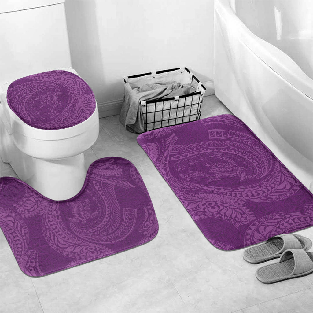 Hawaiian Turtle and Shark Bathroom Set Kakau Tribal with Polynesian Pattern Pink Color