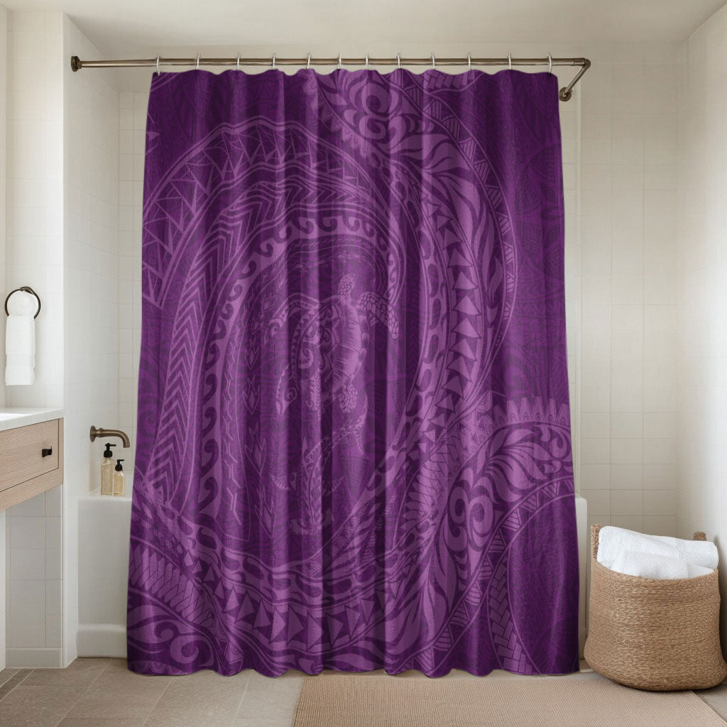 Hawaiian Turtle and Shark Bathroom Set Kakau Tribal with Polynesian Pattern Pink Color