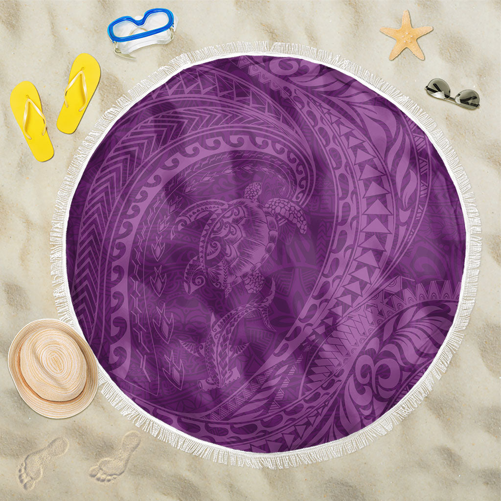 Hawaiian Turtle and Shark Beach Blanket Kakau Tribal with Polynesian Pattern Pink Color