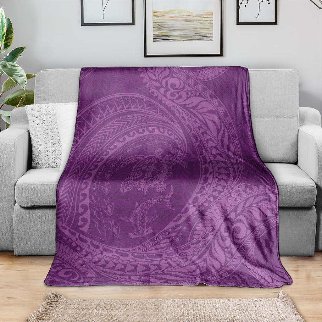 Hawaiian Turtle and Shark Blanket Kakau Tribal with Polynesian Pattern Pink Color