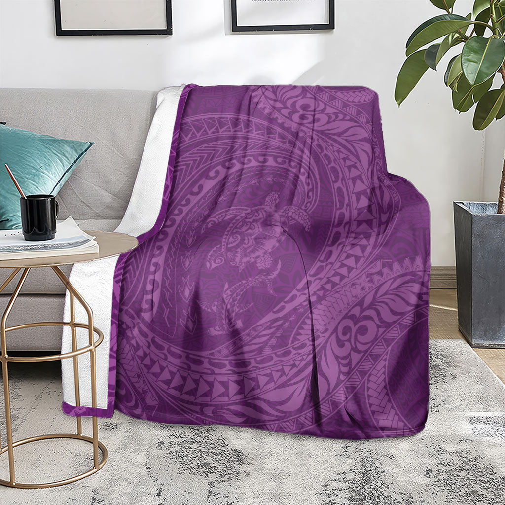 Hawaiian Turtle and Shark Blanket Kakau Tribal with Polynesian Pattern Pink Color