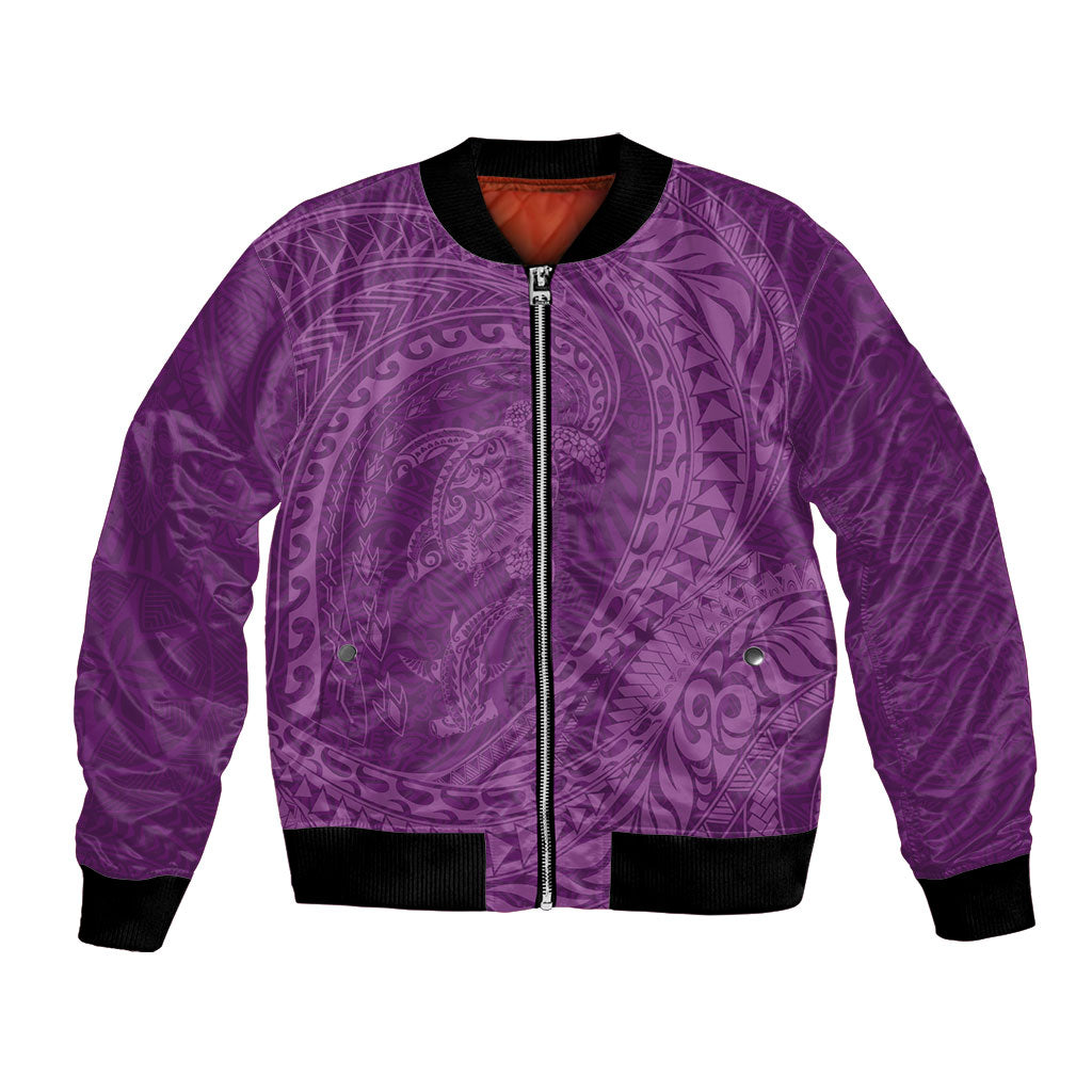 Hawaiian Turtle and Shark Bomber Jacket Kakau Tribal with Polynesian Pattern Pink Color