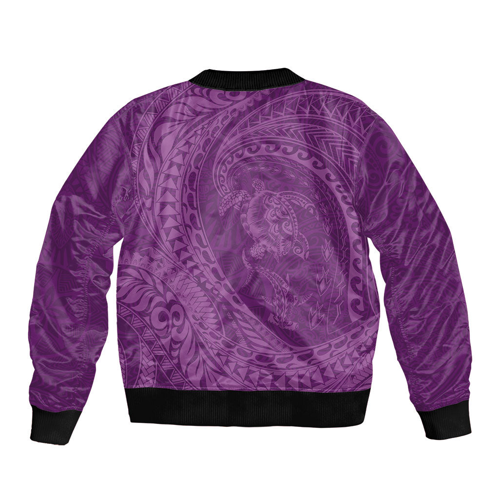 Hawaiian Turtle and Shark Bomber Jacket Kakau Tribal with Polynesian Pattern Pink Color
