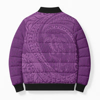 Hawaiian Turtle and Shark Bomber Puffer Jacket Kakau Tribal with Polynesian Pattern Pink Color