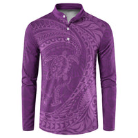 Hawaiian Turtle and Shark Button Sweatshirt Kakau Tribal with Polynesian Pattern Pink Color