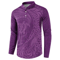 Hawaiian Turtle and Shark Button Sweatshirt Kakau Tribal with Polynesian Pattern Pink Color