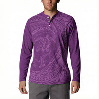 Hawaiian Turtle and Shark Button Sweatshirt Kakau Tribal with Polynesian Pattern Pink Color