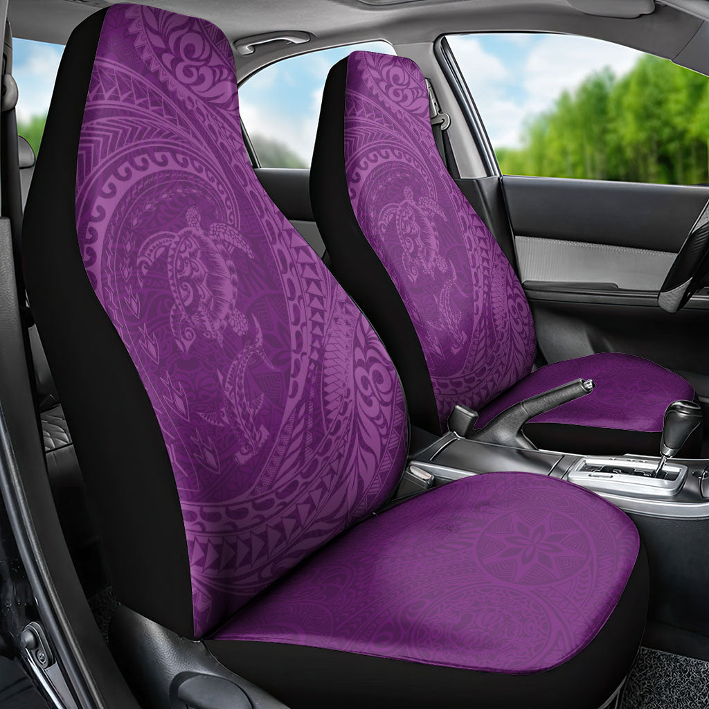 Hawaiian Turtle and Shark Car Seat Cover Kakau Tribal with Polynesian Pattern Pink Color