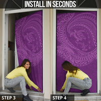 Hawaiian Turtle and Shark Door Cover Kakau Tribal with Polynesian Pattern Pink Color