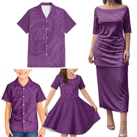 Hawaiian Turtle and Shark Family Matching Puletasi and Hawaiian Shirt Kakau Tribal with Polynesian Pattern Pink Color