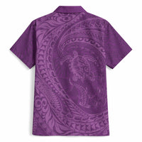 Hawaiian Turtle and Shark Hawaiian Shirt Kakau Tribal with Polynesian Pattern Pink Color
