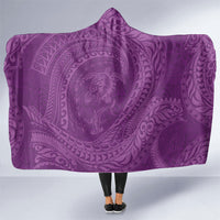 Hawaiian Turtle and Shark Hooded Blanket Kakau Tribal with Polynesian Pattern Pink Color