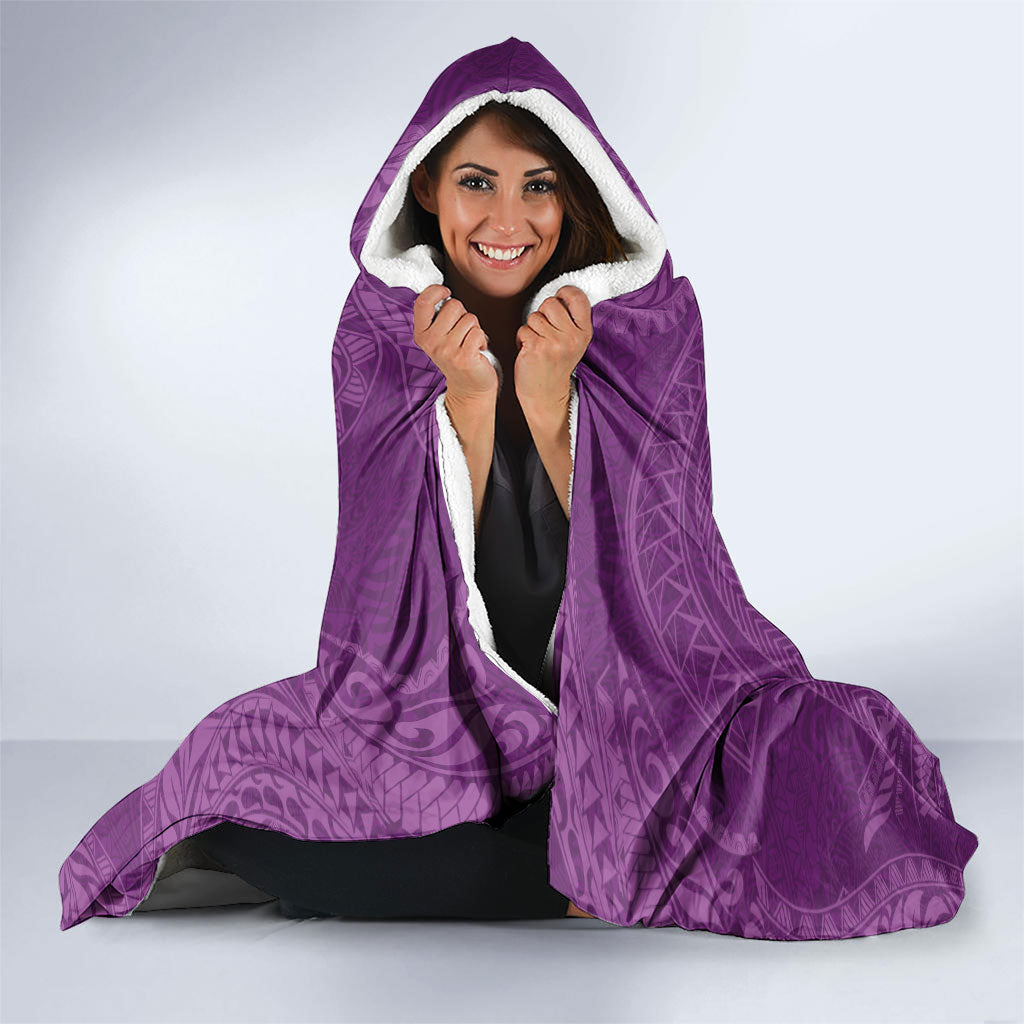 Hawaiian Turtle and Shark Hooded Blanket Kakau Tribal with Polynesian Pattern Pink Color