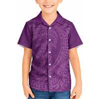 Hawaiian Turtle and Shark Kid Hawaiian Shirt Kakau Tribal with Polynesian Pattern Pink Color