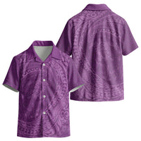 Hawaiian Turtle and Shark Kid Hawaiian Shirt Kakau Tribal with Polynesian Pattern Pink Color