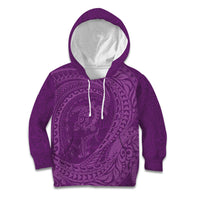 Hawaiian Turtle and Shark Kid Hoodie Kakau Tribal with Polynesian Pattern Pink Color