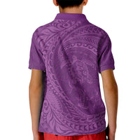 Hawaiian Turtle and Shark Kid Polo Shirt Kakau Tribal with Polynesian Pattern Pink Color