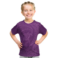 Hawaiian Turtle and Shark Kid T Shirt Kakau Tribal with Polynesian Pattern Pink Color