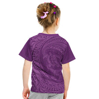 Hawaiian Turtle and Shark Kid T Shirt Kakau Tribal with Polynesian Pattern Pink Color