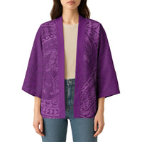 Hawaiian Turtle and Shark Kimono Kakau Tribal with Polynesian Pattern Pink Color