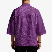 Hawaiian Turtle and Shark Kimono Kakau Tribal with Polynesian Pattern Pink Color