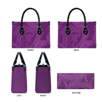 Hawaiian Turtle and Shark Leather Bag Kakau Tribal with Polynesian Pattern Pink Color