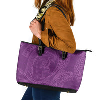 Hawaiian Turtle and Shark Leather Tote Bag Kakau Tribal with Polynesian Pattern Pink Color