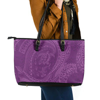 Hawaiian Turtle and Shark Leather Tote Bag Kakau Tribal with Polynesian Pattern Pink Color