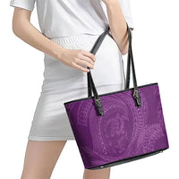 Hawaiian Turtle and Shark Leather Tote Bag Kakau Tribal with Polynesian Pattern Pink Color