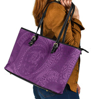 Hawaiian Turtle and Shark Leather Tote Bag Kakau Tribal with Polynesian Pattern Pink Color