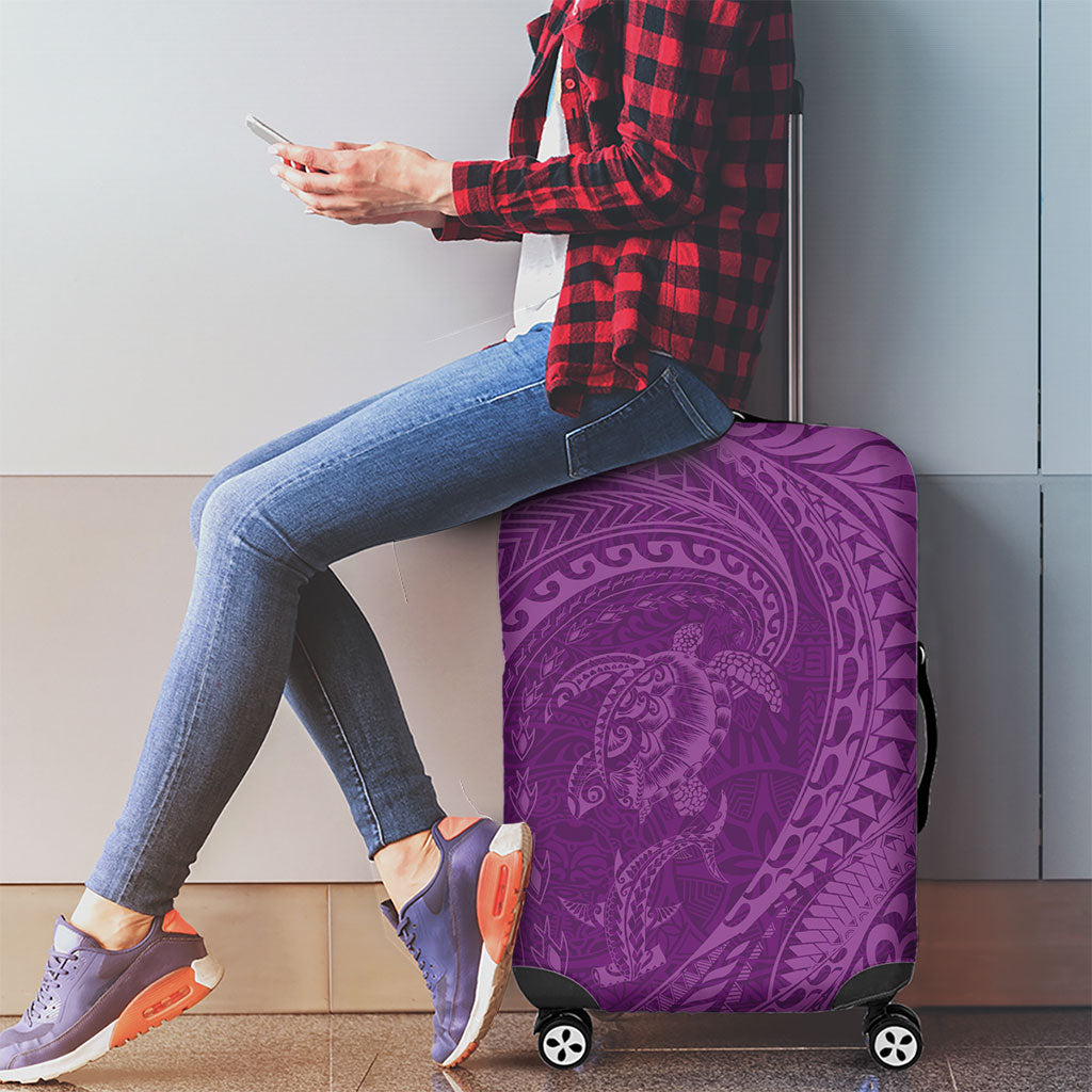 Hawaiian Turtle and Shark Luggage Cover Kakau Tribal with Polynesian Pattern Pink Color
