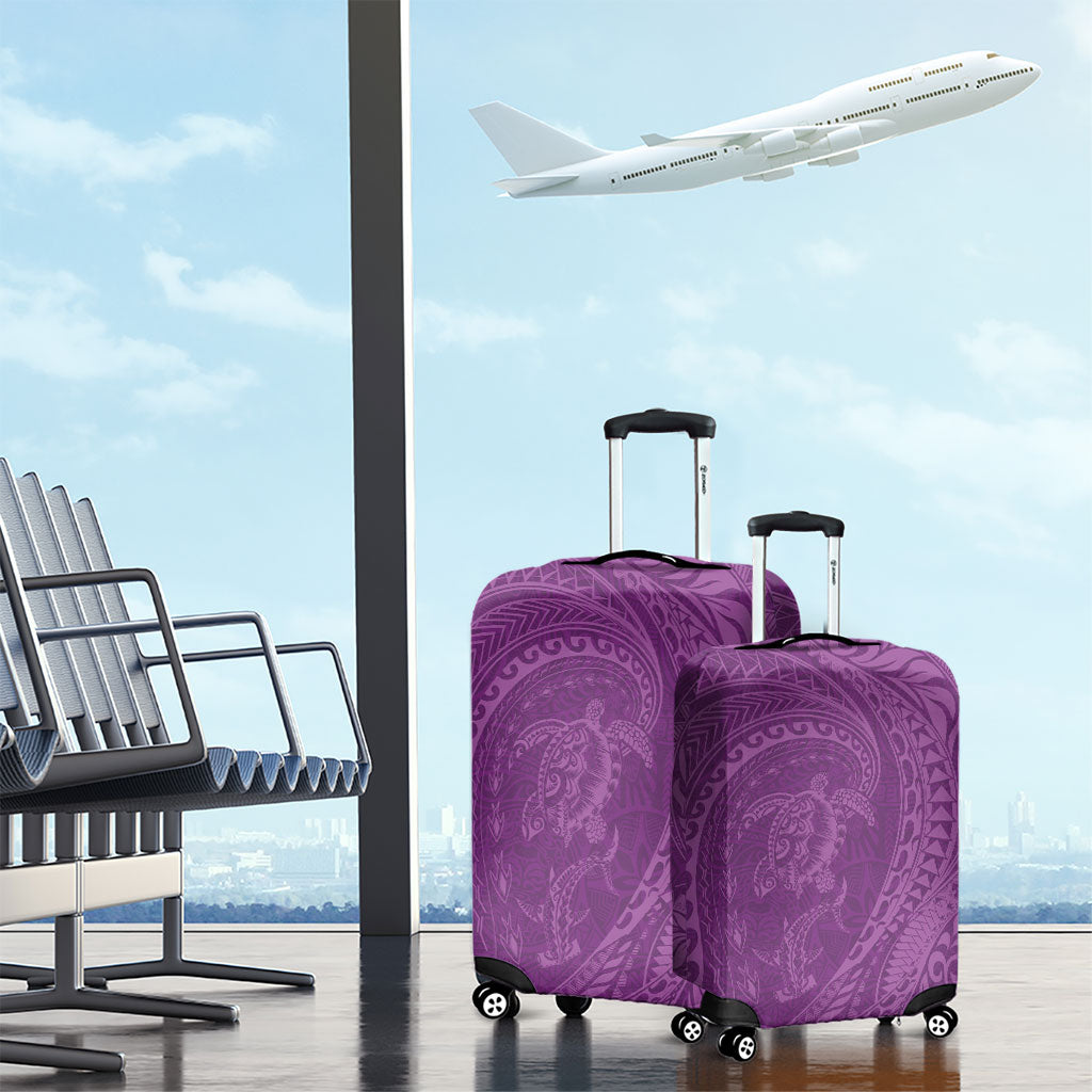 Hawaiian Turtle and Shark Luggage Cover Kakau Tribal with Polynesian Pattern Pink Color