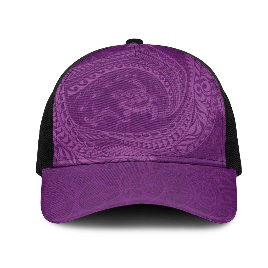 Hawaiian Turtle and Shark Mesh Trucker Cap Kakau Tribal with Polynesian Pattern Pink Color