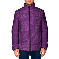 Hawaiian Turtle and Shark Padded Jacket Kakau Tribal with Polynesian Pattern Pink Color