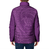 Hawaiian Turtle and Shark Padded Jacket Kakau Tribal with Polynesian Pattern Pink Color