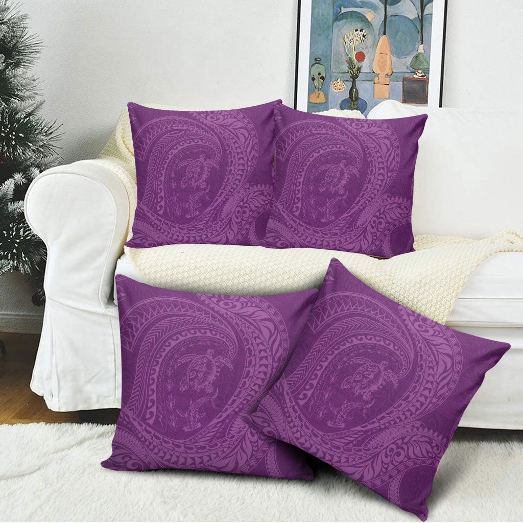 Hawaiian Turtle and Shark Pillow Cover Kakau Tribal with Polynesian Pattern Pink Color