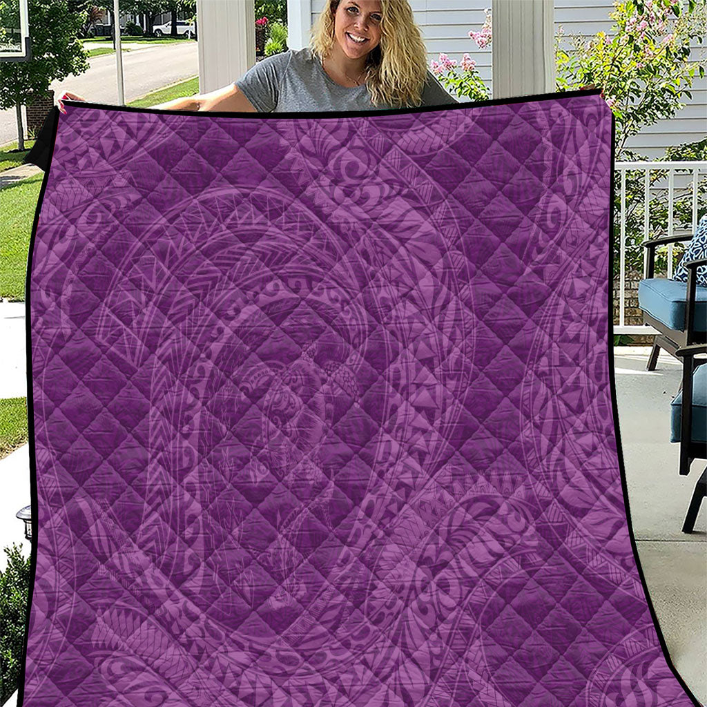 Hawaiian Turtle and Shark Quilt Kakau Tribal with Polynesian Pattern Pink Color