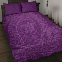 Hawaiian Turtle and Shark Quilt Bed Set Kakau Tribal with Polynesian Pattern Pink Color