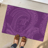 Hawaiian Turtle and Shark Rubber Doormat Kakau Tribal with Polynesian Pattern Pink Color