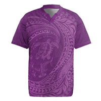 Hawaiian Turtle and Shark Rugby Jersey Kakau Tribal with Polynesian Pattern Pink Color