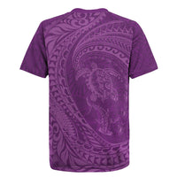 Hawaiian Turtle and Shark Rugby Jersey Kakau Tribal with Polynesian Pattern Pink Color