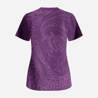 Hawaiian Turtle and Shark Scrub Top Kakau Tribal with Polynesian Pattern Pink Color