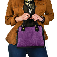 Hawaiian Turtle and Shark Shoulder Handbag Kakau Tribal with Polynesian Pattern Pink Color