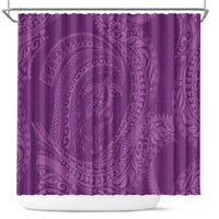 Hawaiian Turtle and Shark Shower Curtain Kakau Tribal with Polynesian Pattern Pink Color