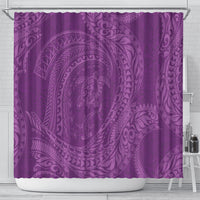 Hawaiian Turtle and Shark Shower Curtain Kakau Tribal with Polynesian Pattern Pink Color