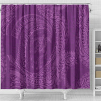 Hawaiian Turtle and Shark Shower Curtain Kakau Tribal with Polynesian Pattern Pink Color