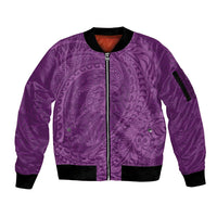 Hawaiian Turtle and Shark Sleeve Zip Bomber Jacket Kakau Tribal with Polynesian Pattern Pink Color