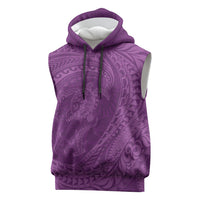 Hawaiian Turtle and Shark Sleeveless Hoodie Kakau Tribal with Polynesian Pattern Pink Color